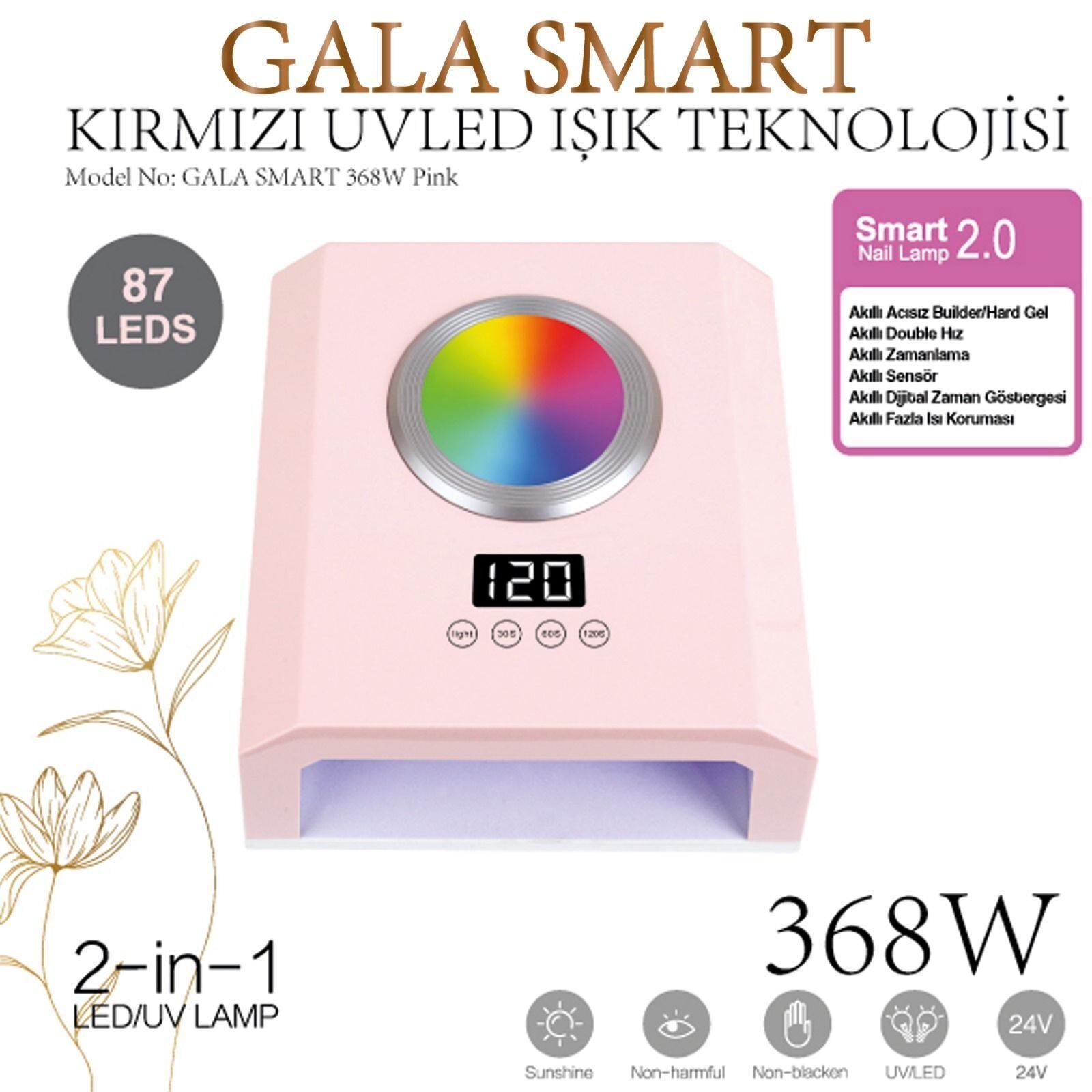 Uvled kurutucu - 368w 87 led yeni kırmızı ışık teknolojisi - pembe renk