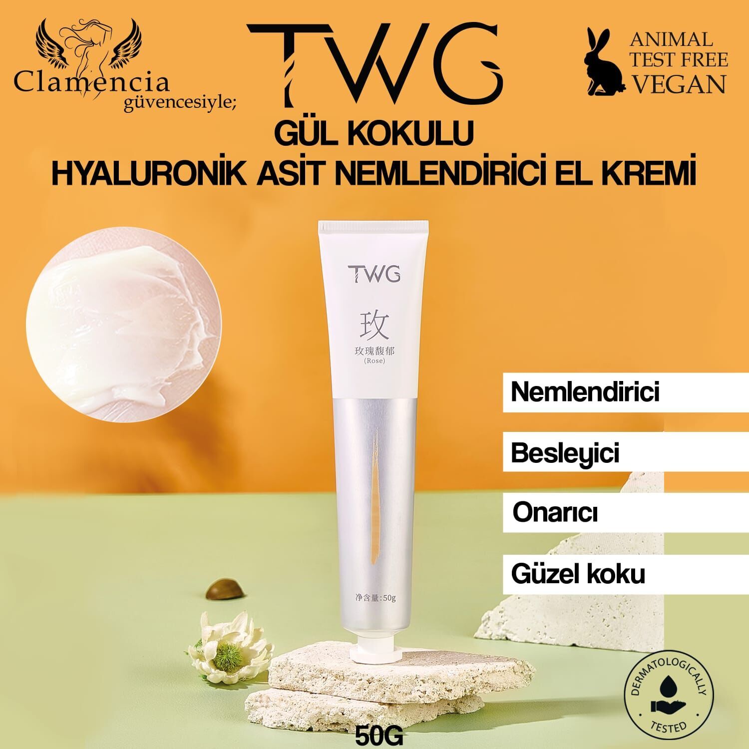 TWG Rose Gül Kokulu Nemlendirici El Kremi 50g No:5173