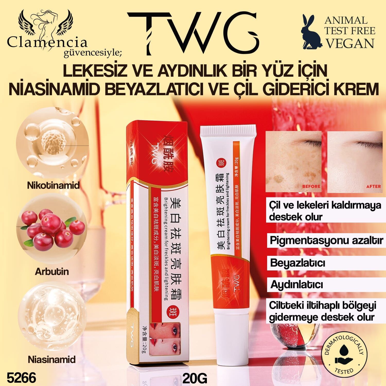 Beyazlatıcı ve Çil Giderici Krem 20g No:5266
