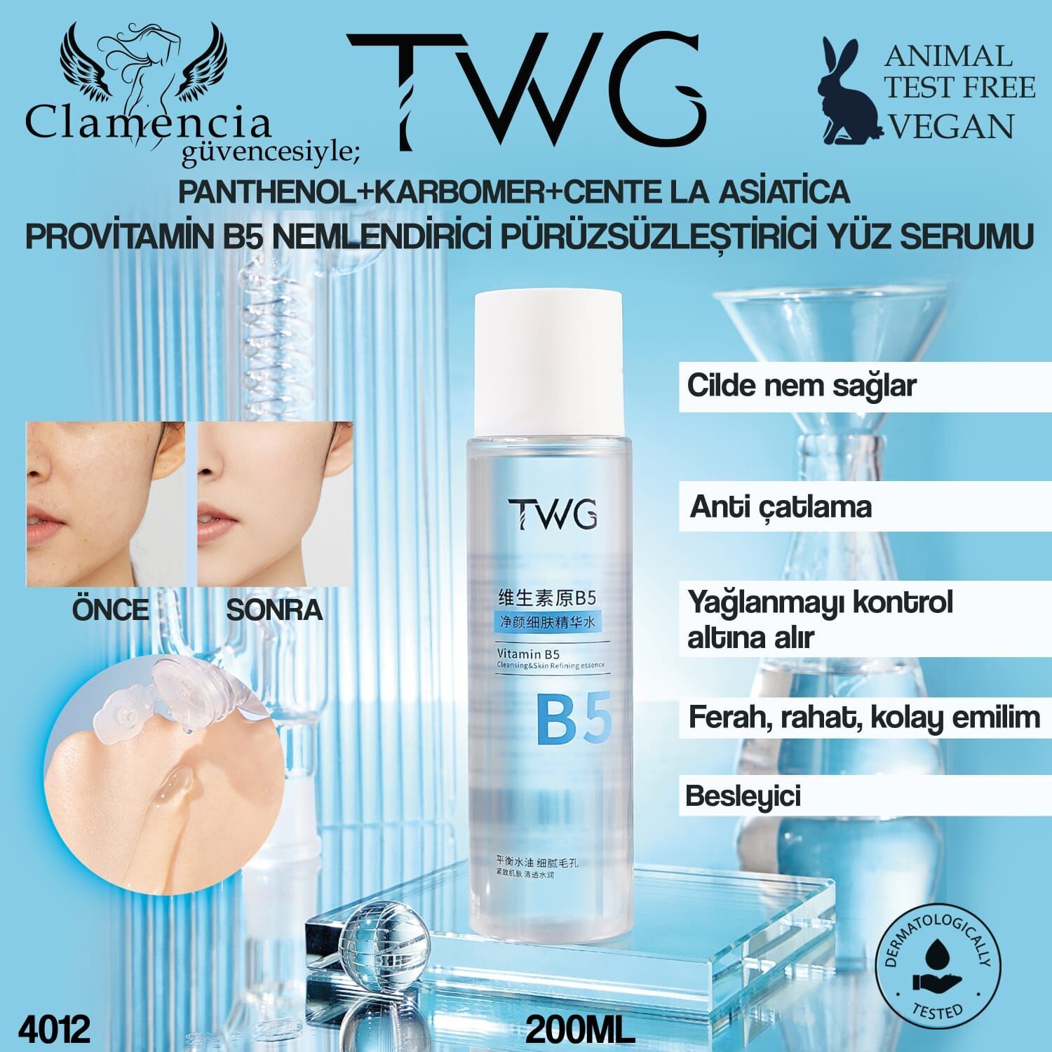 Provitamin B5 Nemlendirici & Sıkılaştırıcı Yüz Tonik  200ml No:4012
