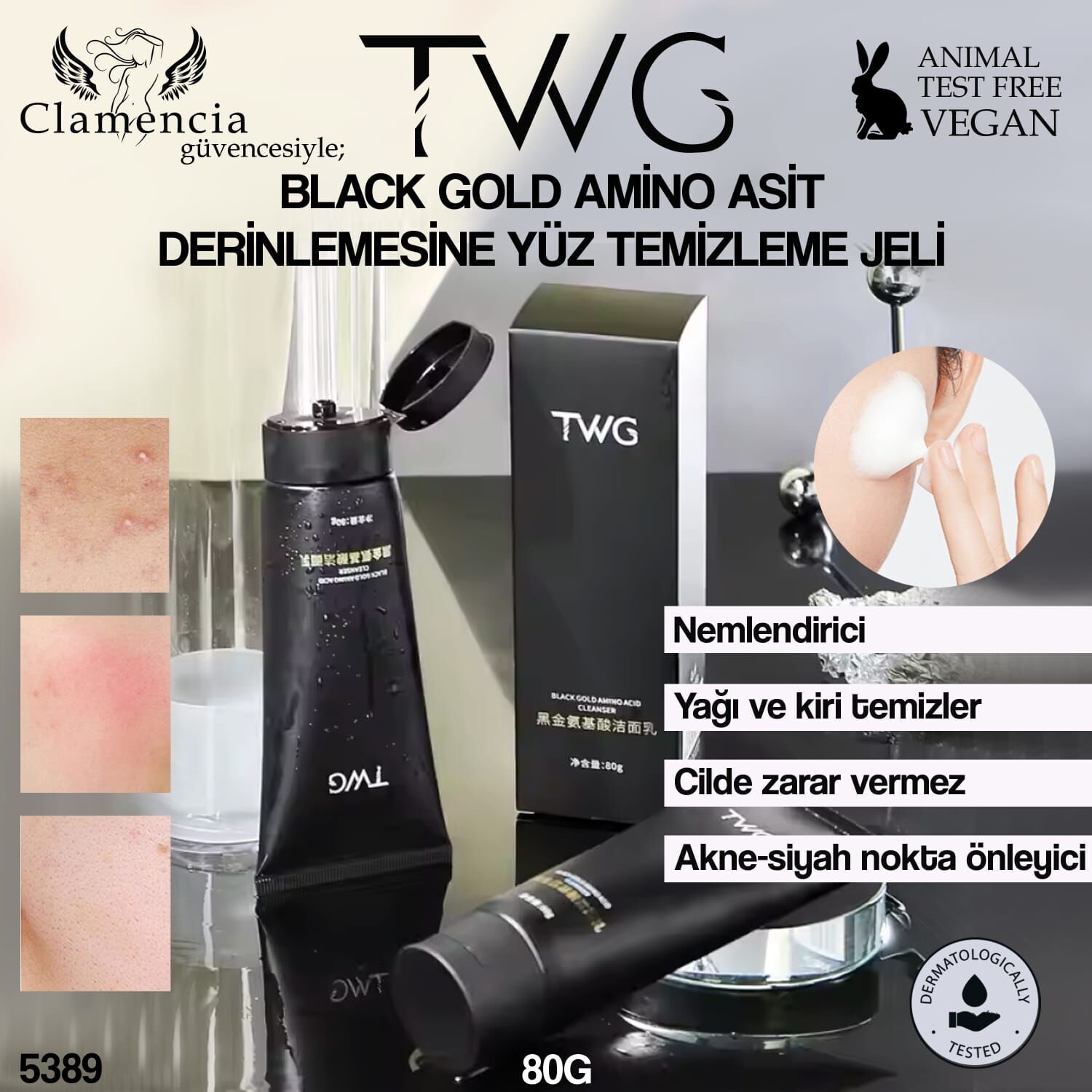 TWG Black Gold Amino Asit Yüz Temizleyici 80g No:5389