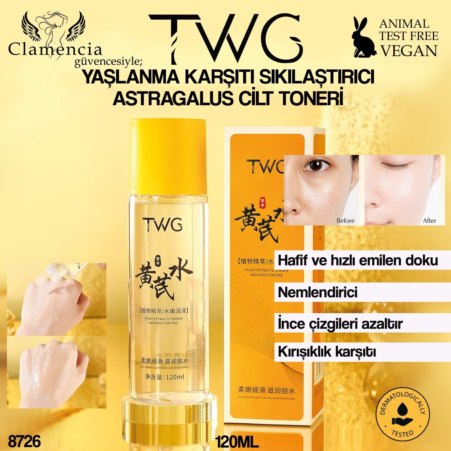 Yaşlanma Karşıtı Cilt Sıkılaştırıcı Astralagus Cilt Toneri 120ml No:8726