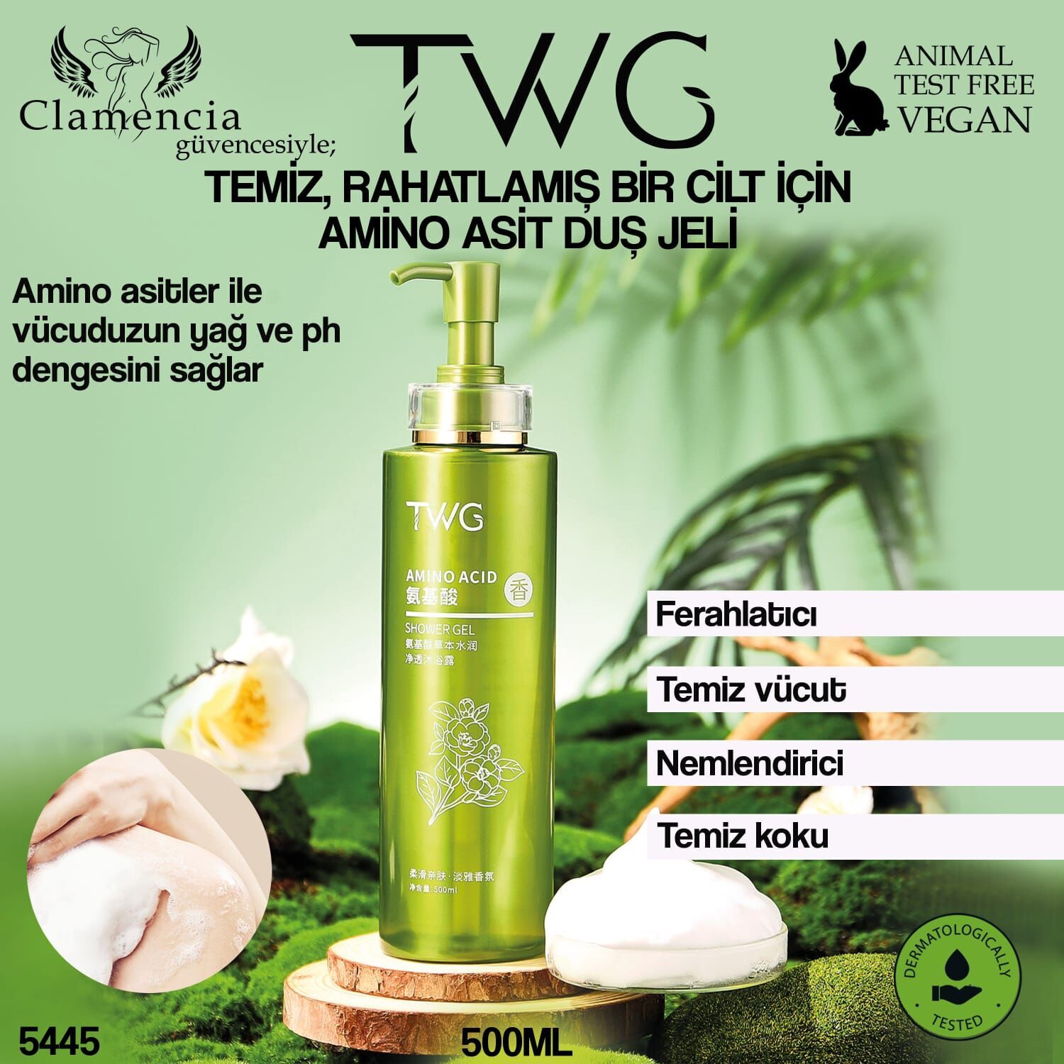 TWG Amino Asit İçerikli Ferahlatıcı Duş ve Vücut Yıkama Jel 500ml No:5445