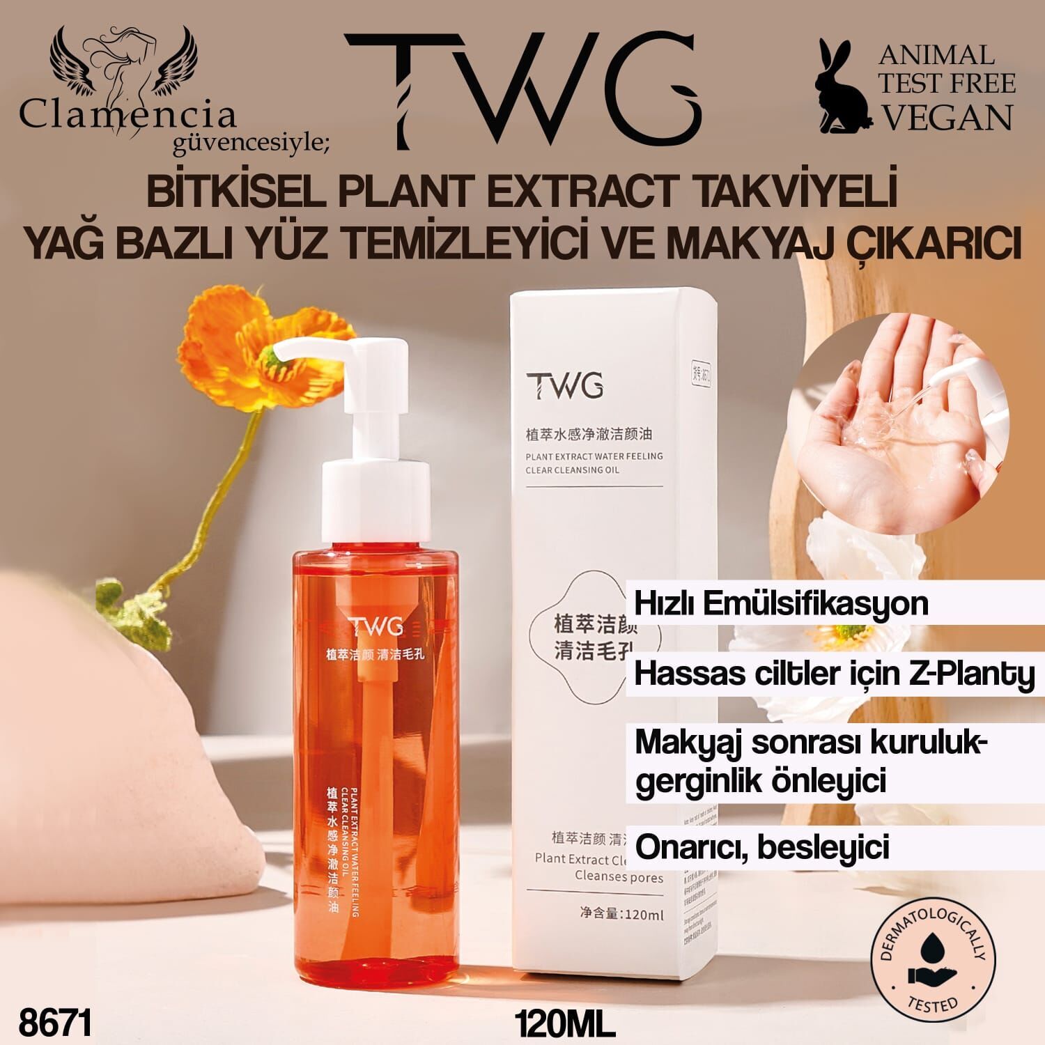 TWG Plant(Bitki Özlü) Yağ Bazlı Makyaj Temizleme 120ml No:8671
