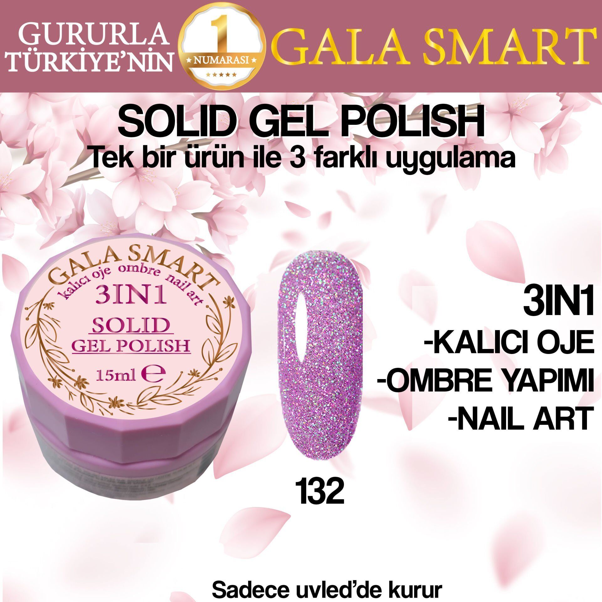 Gala solıd gel polısh 15 ml no:132