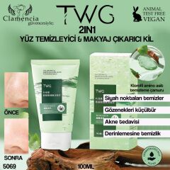 TWG 2 İn 1 Yüz Temizleme ve Makyaj Çıkarıcı Kil Çamurlu Jel 100g No:5069