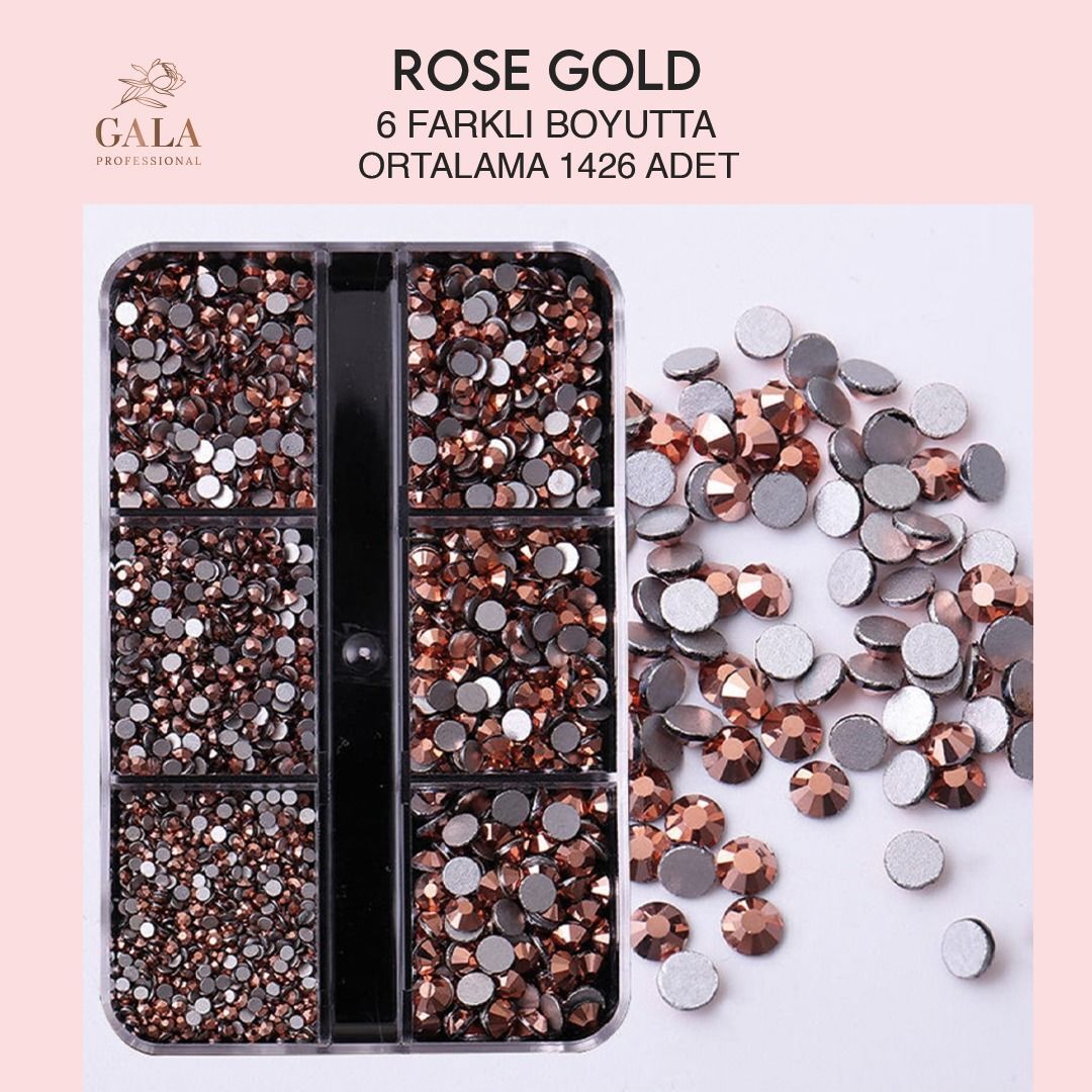 Crystal taş rose gold 6 farklı boyut