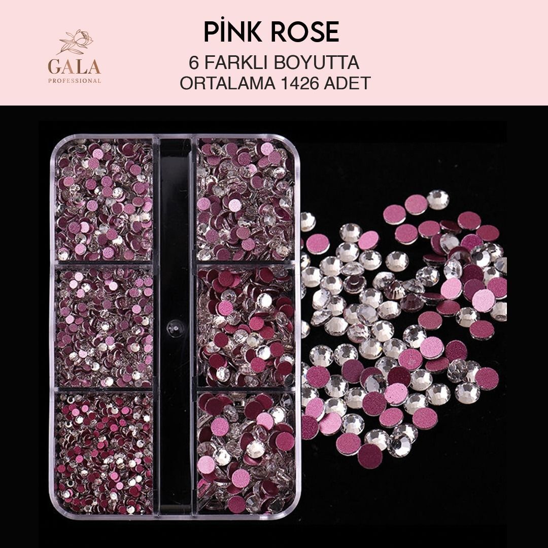 Crystal taş pink rose 6 farklı boyut