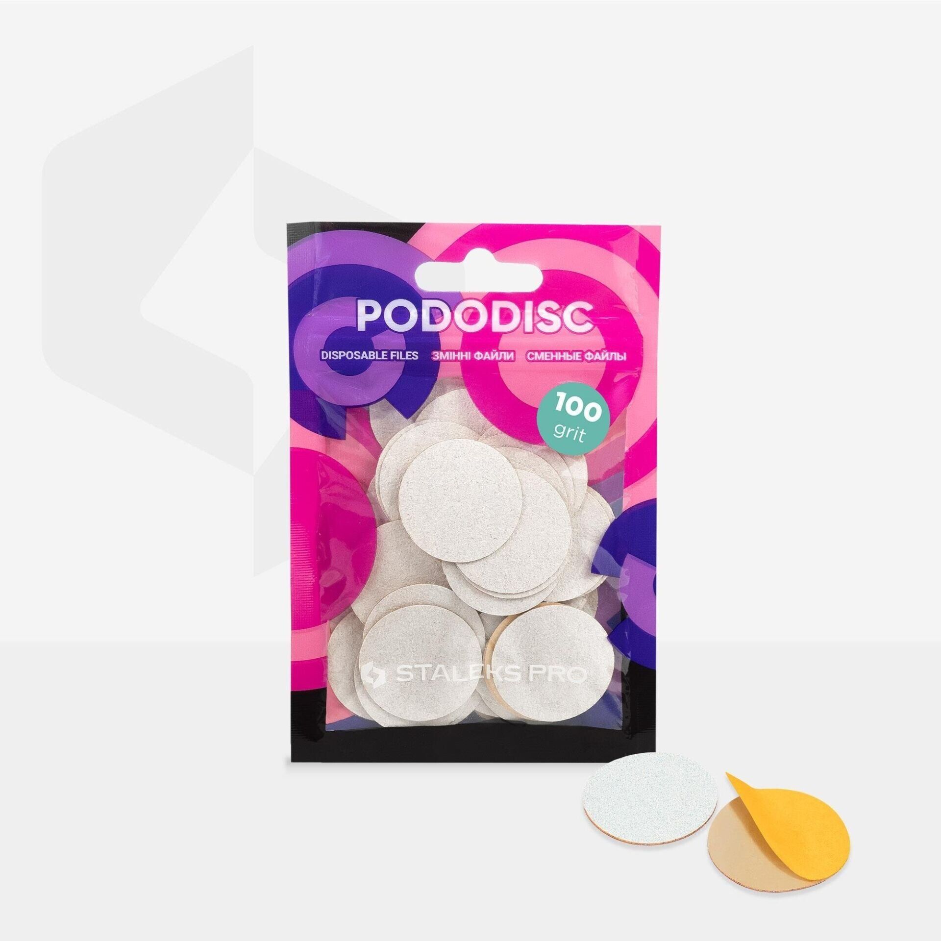 Pododısc staleks pro l pedikür disk için yedek beyaz törpüler, 100 grit (50 adet)