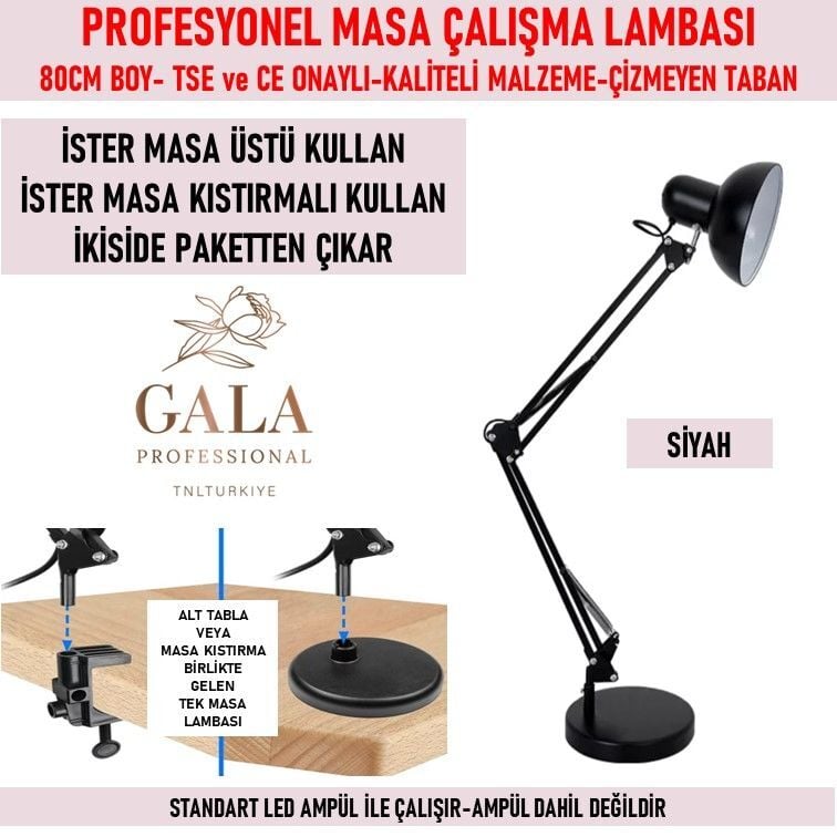 Gala masa lambası siyah 80 cm