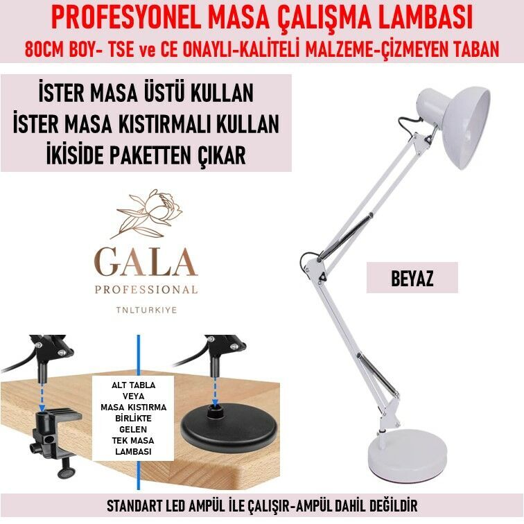 Gala masa lambası beyaz 80 cm