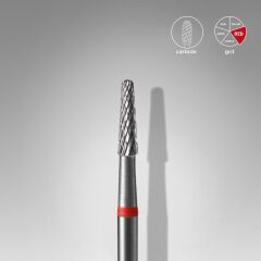Sert alaşım koni freze, kırmızı, çap 2,3 mm / çalışma kısmı 8 mm