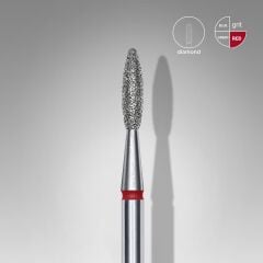 Elmas alev freze, kırmızı, çap 2,1 mm, çalışma kısmı 8 mm