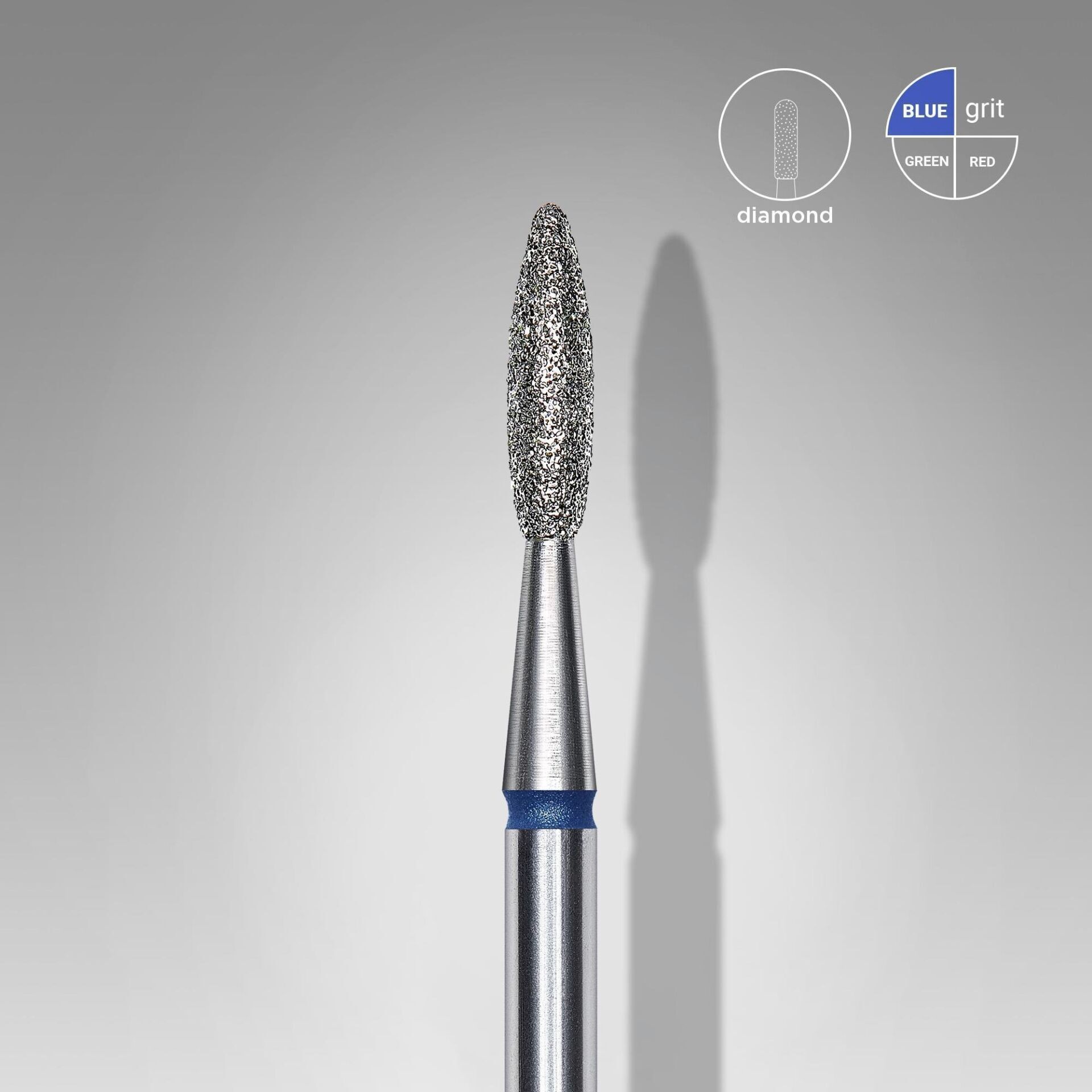 Elmas alev freze, mavi, çap 2,1 mm, çalışma kısmı 8 mm