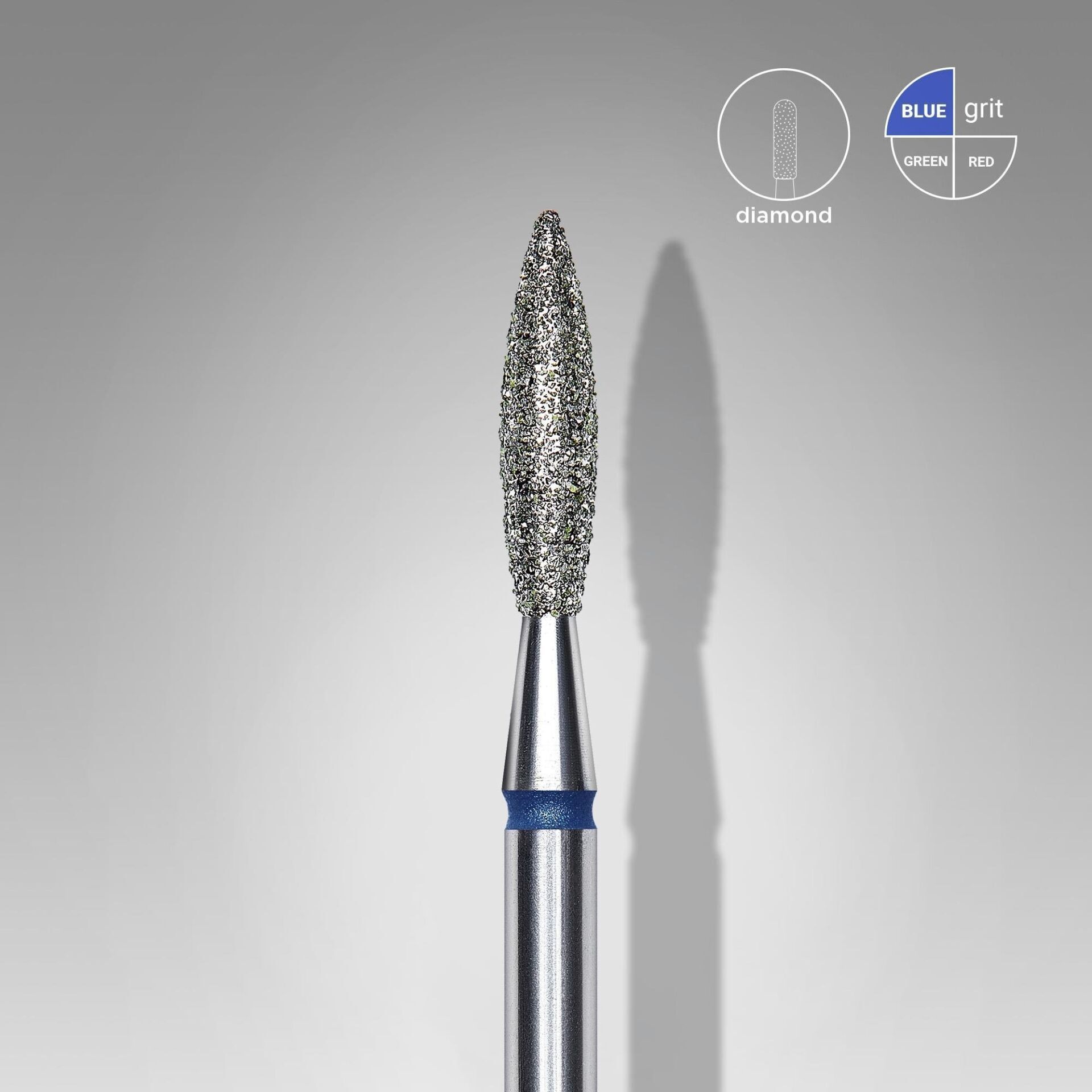 Elmas alev freze, mavi, çap 2,1 mm, çalışma kısmı 10 mm