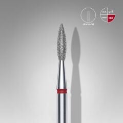 Elmas sivri alev freze, kırmızı, çap 2,1 mm, çalışma kısmı 8 mm