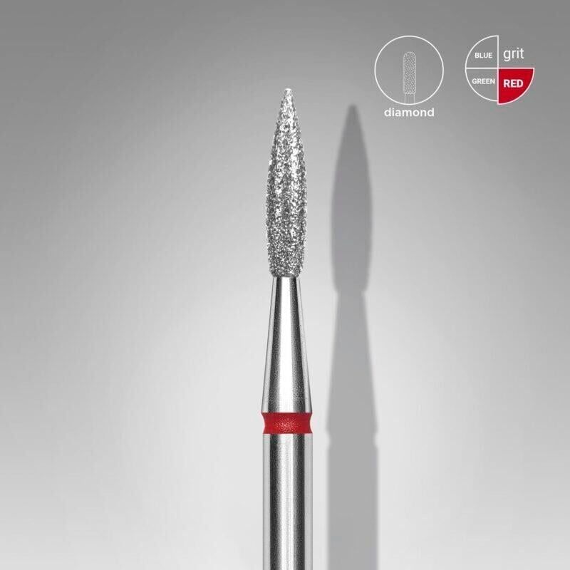 Elmas sivri alev freze expert, kırmızı, çap 2,3 mm, çalışma kısmı 8 mm