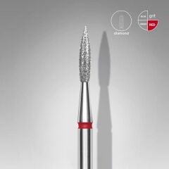 Elmas sivri alev freze expert, kırmızı, çap 2,3 mm, çalışma kısmı 8 mm