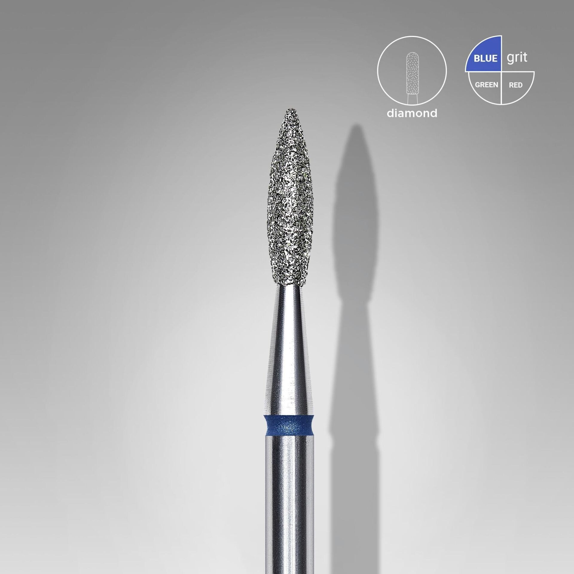 Elmas Sivri Alev Freze, Mavi, Çap 2,1 mm, Çalışma Kısmı 8 mm