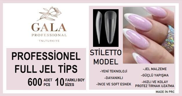 Gala soft jel tips 600 lü paket - stiletto model