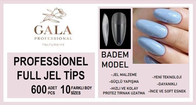 Gala soft jel tips 600 lü paket - badem model