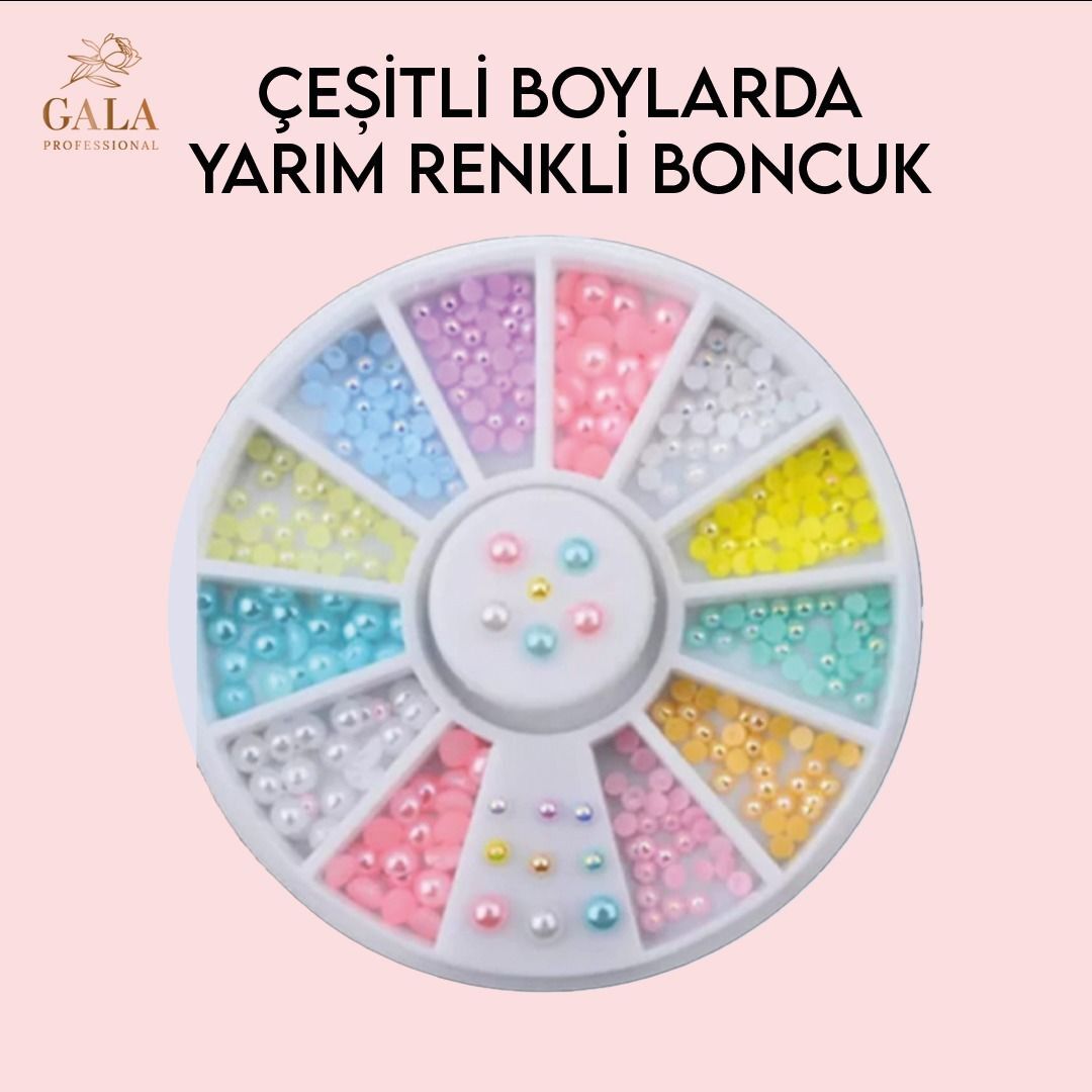 Gala çeşitli boylarda yarım renkli boncuk