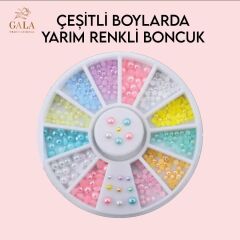 Gala çeşitli boylarda yarım renkli boncuk