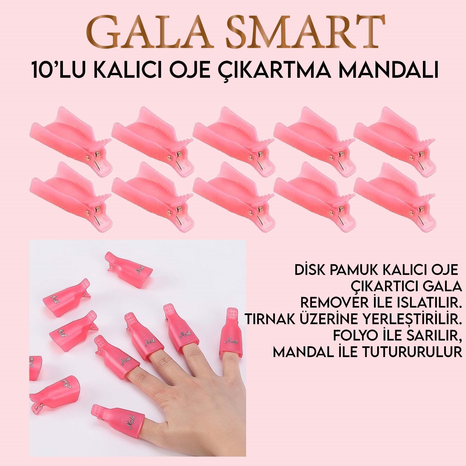 Gala kalıcı oje çıkartma mandalı 10 lu paket