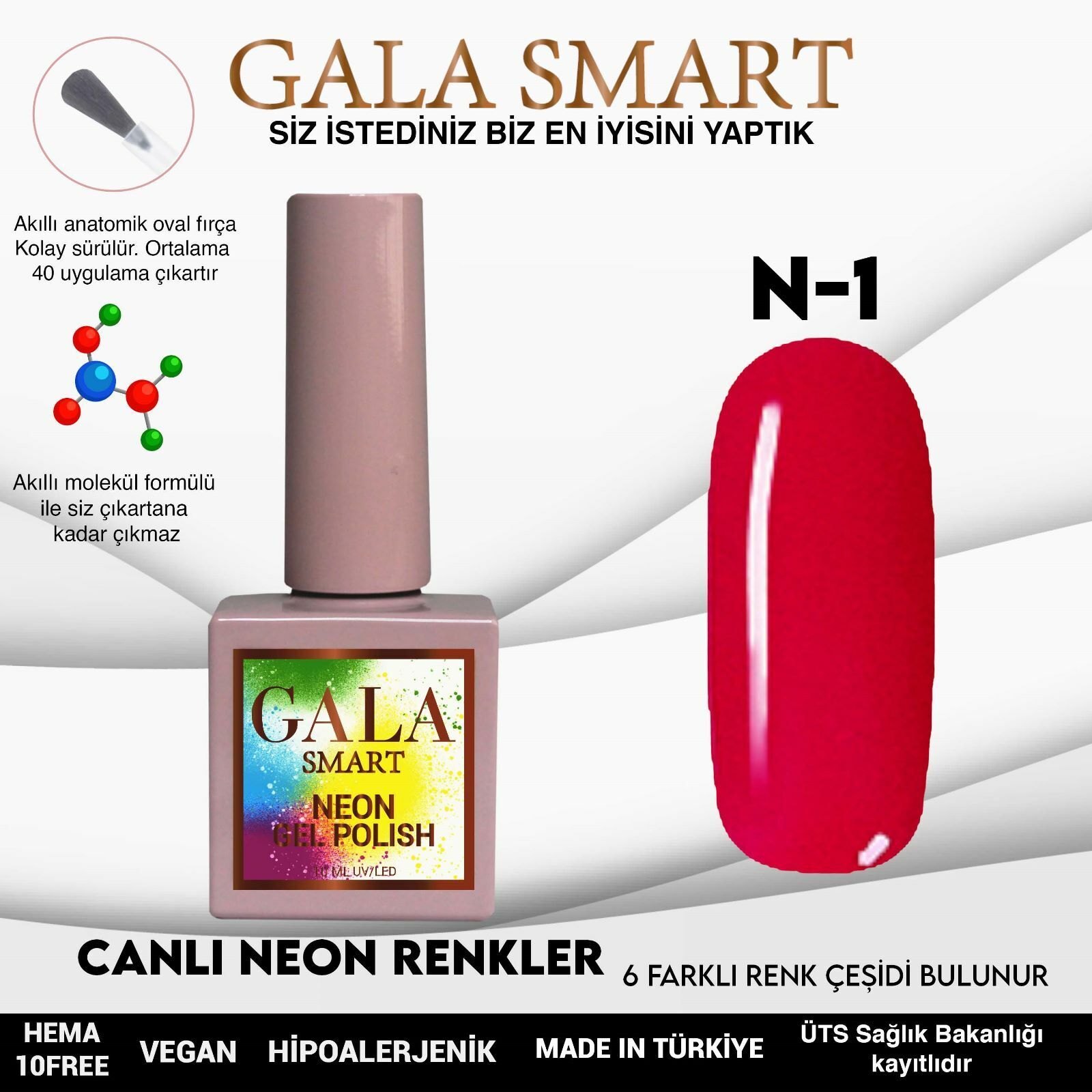Gala smart neon kalıcı oje 10 ml n1