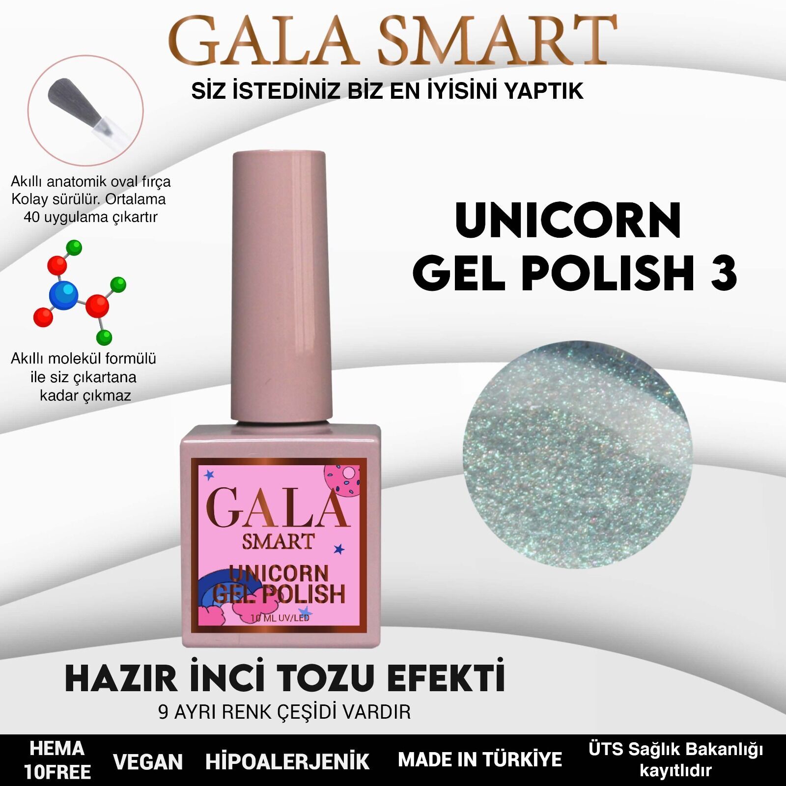Gala smart unicorn kalıcı oje 10 ml u3