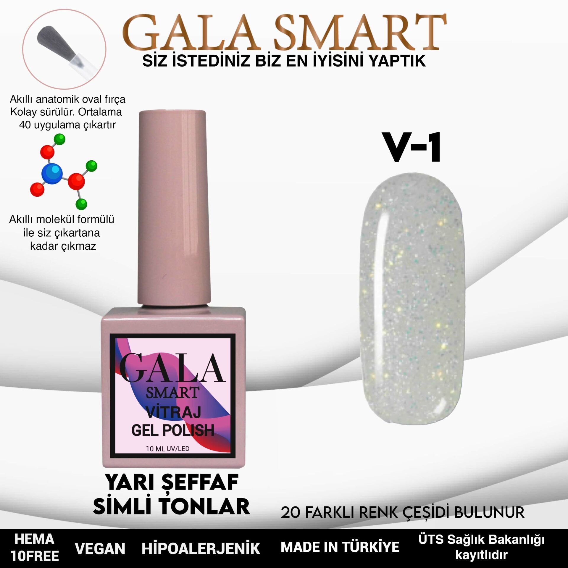 Gala smart vitraj kalıcı oje 10 ml v1