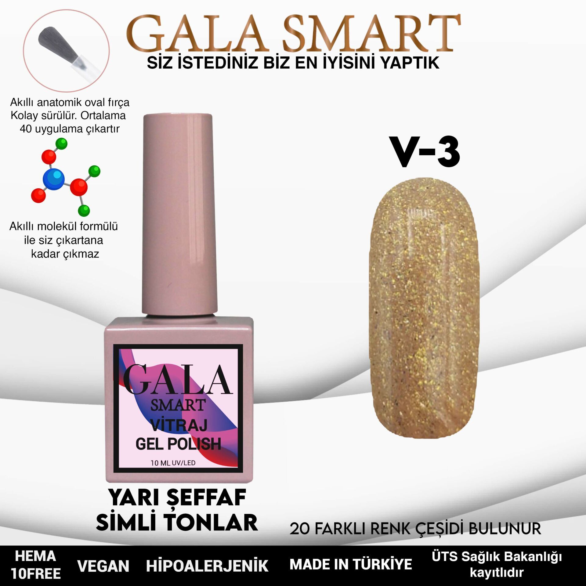 Gala smart vitraj kalıcı oje 10 ml v3