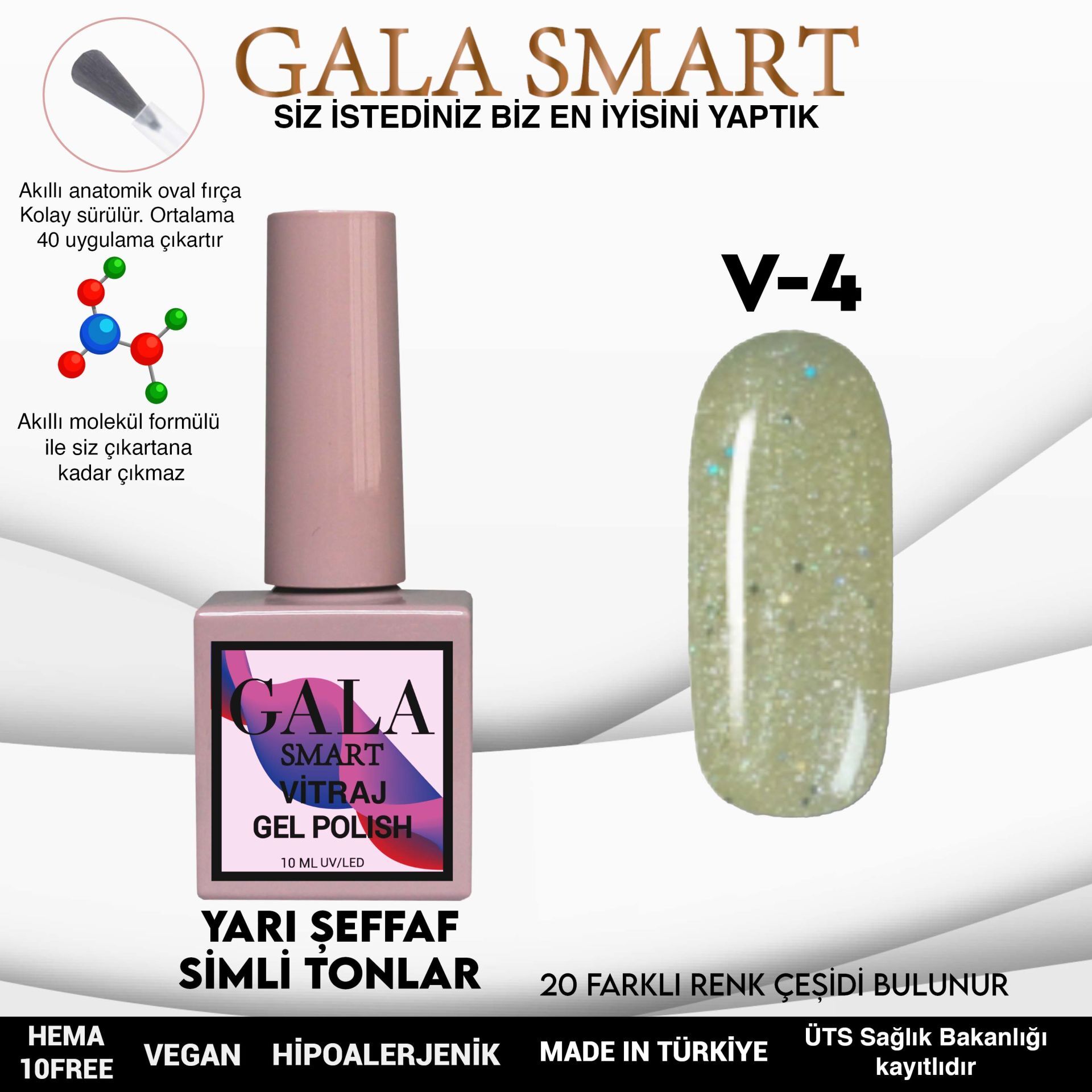 Gala smart vitraj kalıcı oje 10 ml v4