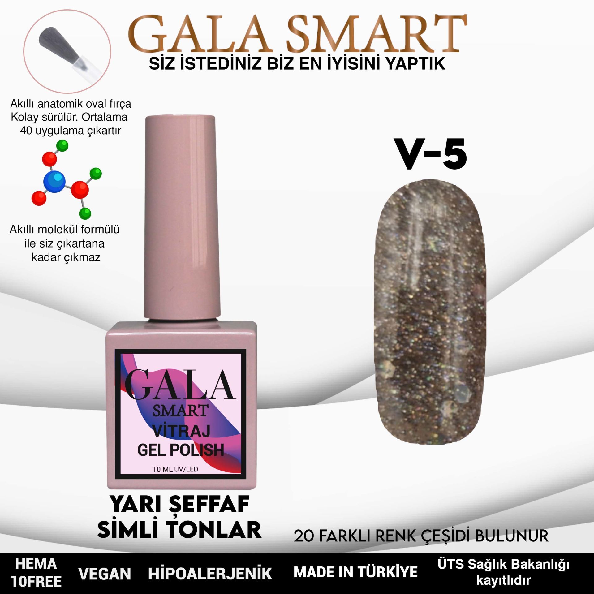Gala smart vitraj kalıcı oje 10 ml v5