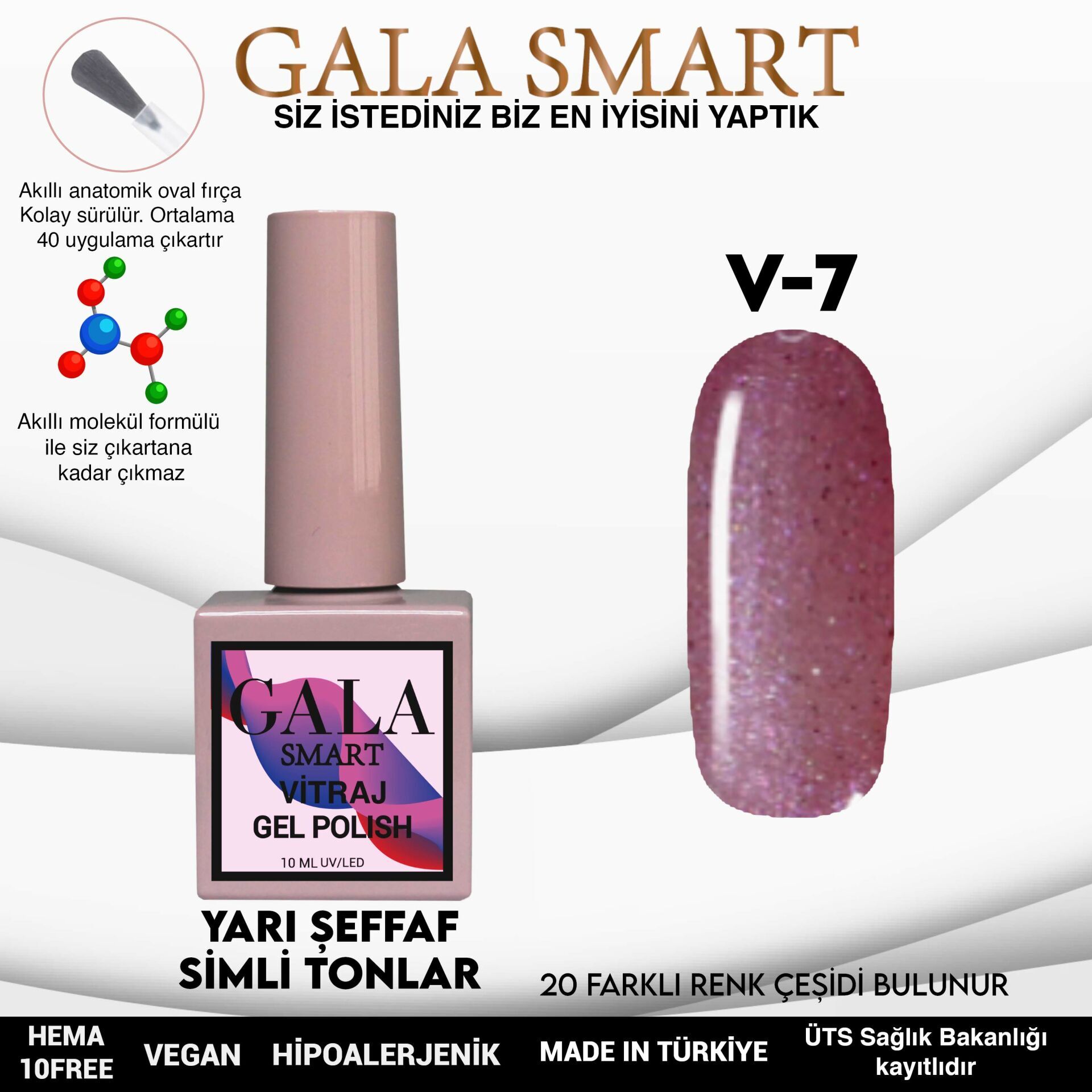 Gala smart vitraj kalıcı oje 10 ml v7