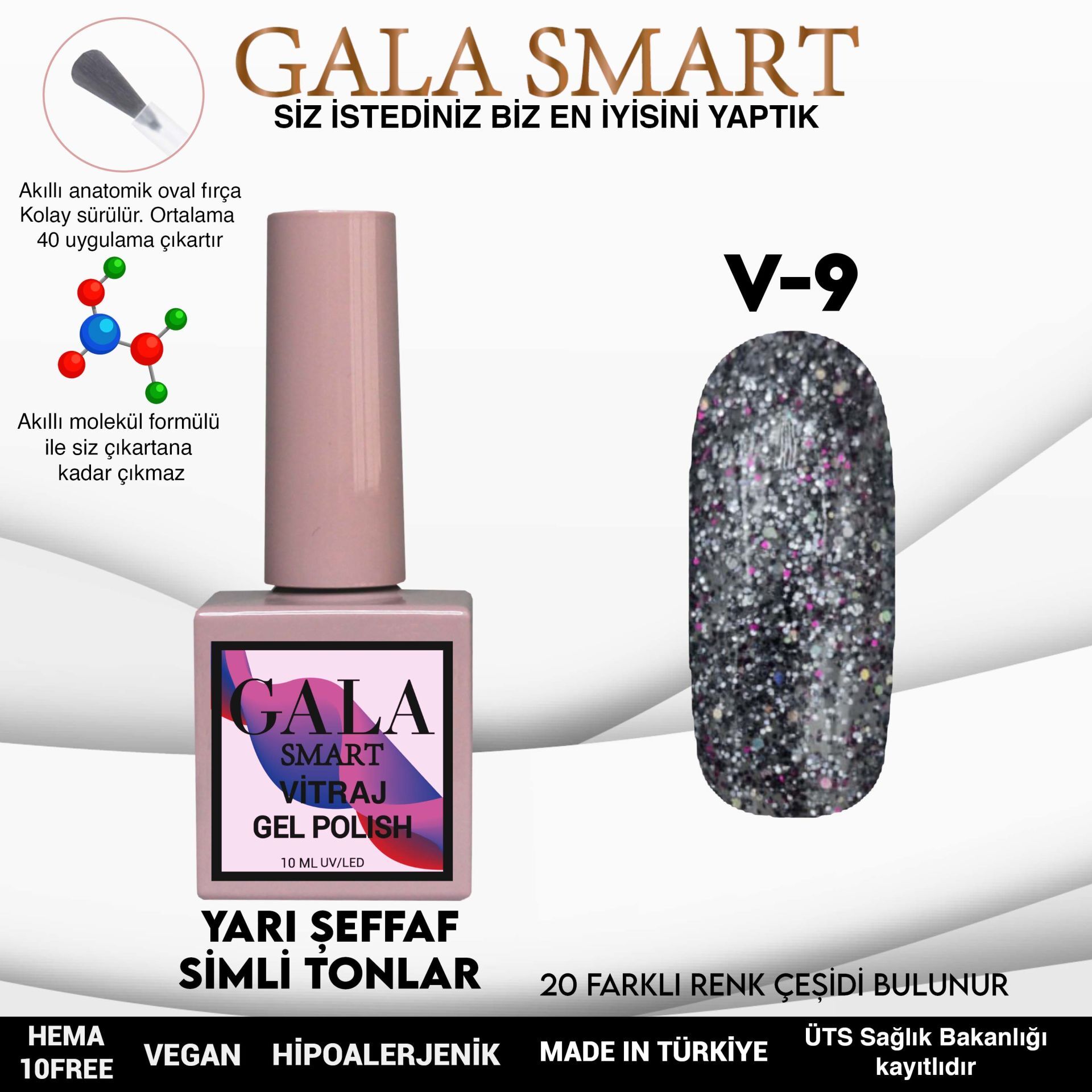 Gala smart vitraj kalıcı oje 10 ml v9