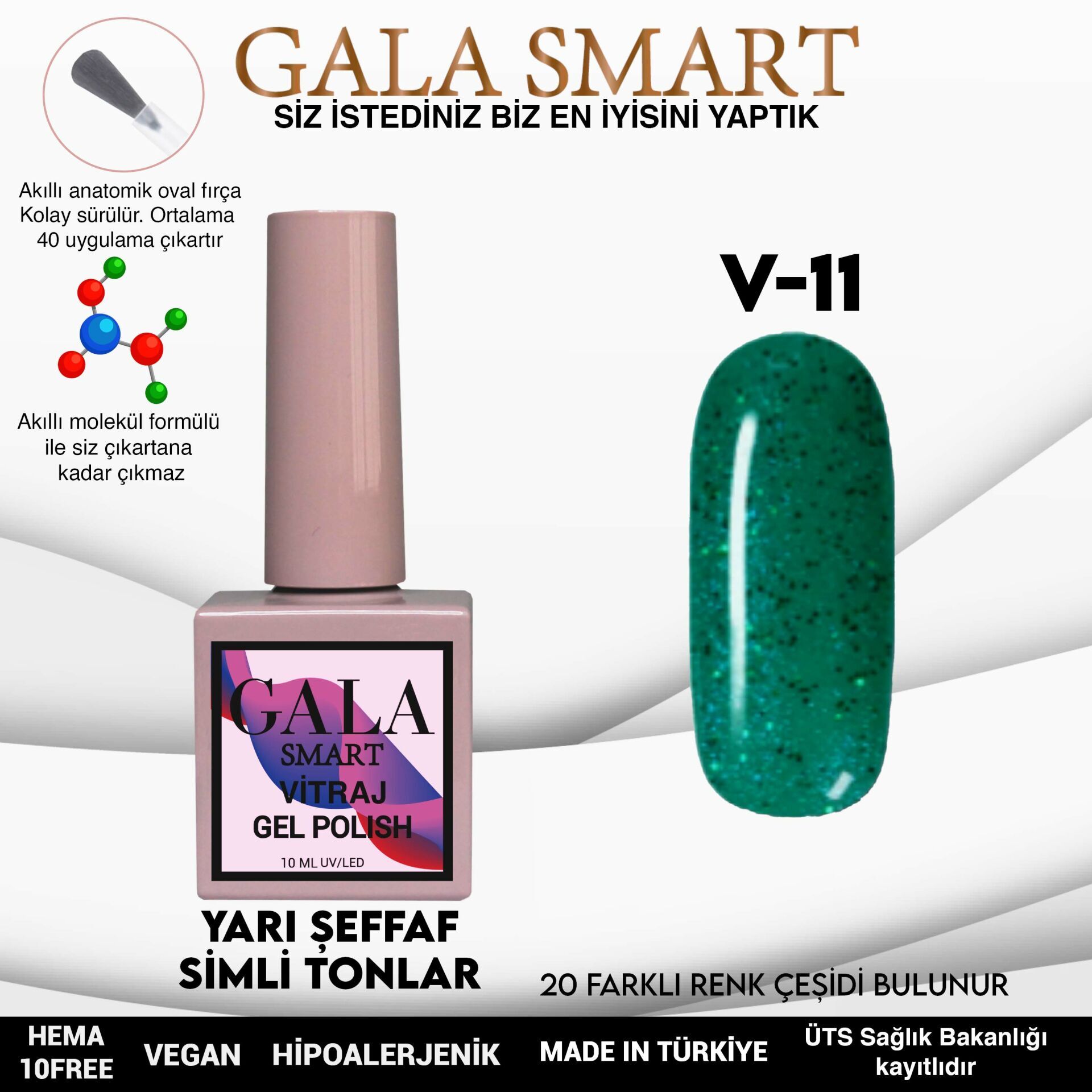 Gala smart vitraj kalıcı oje 10 ml v11