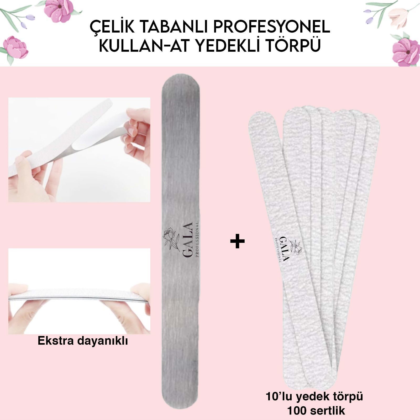 Düz çelik taban + 10 lu yedek (100 sertlik)
