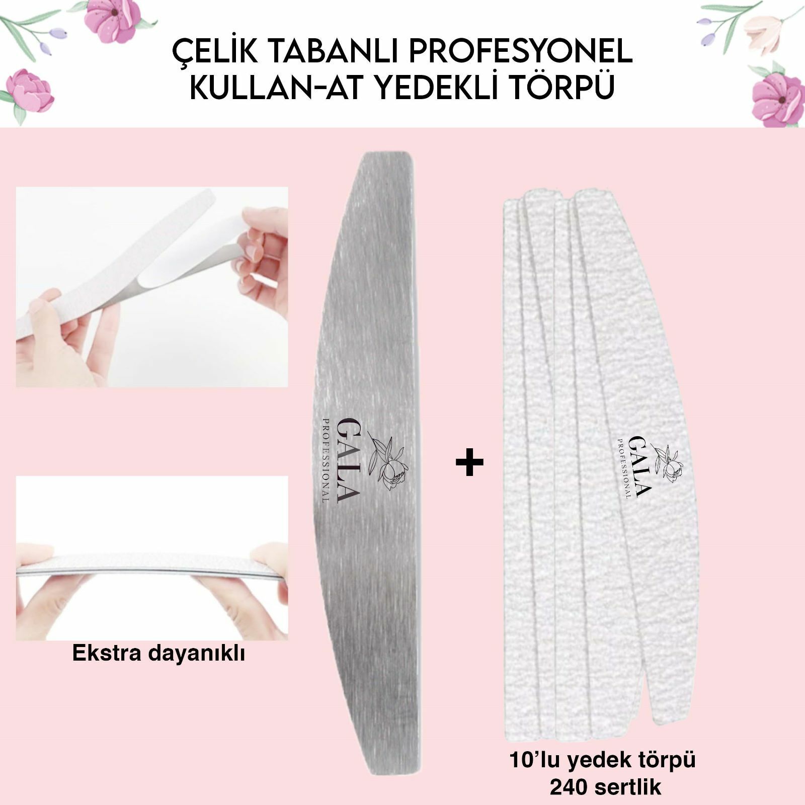 Kıvrımlı çelik taban + 10 lu yedek (240 sertlik)