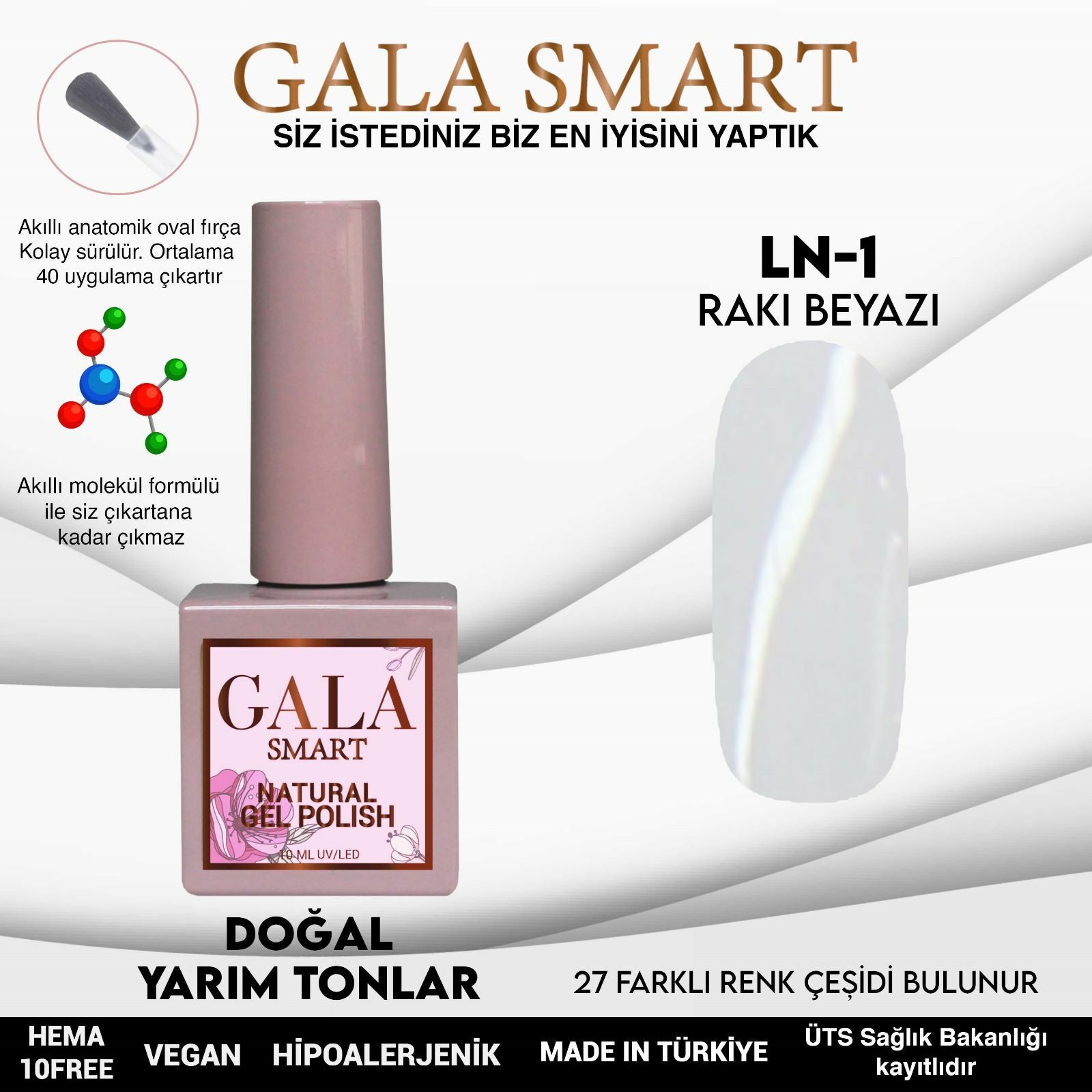 Gala smart natural kalıcı oje 10 mle ln1