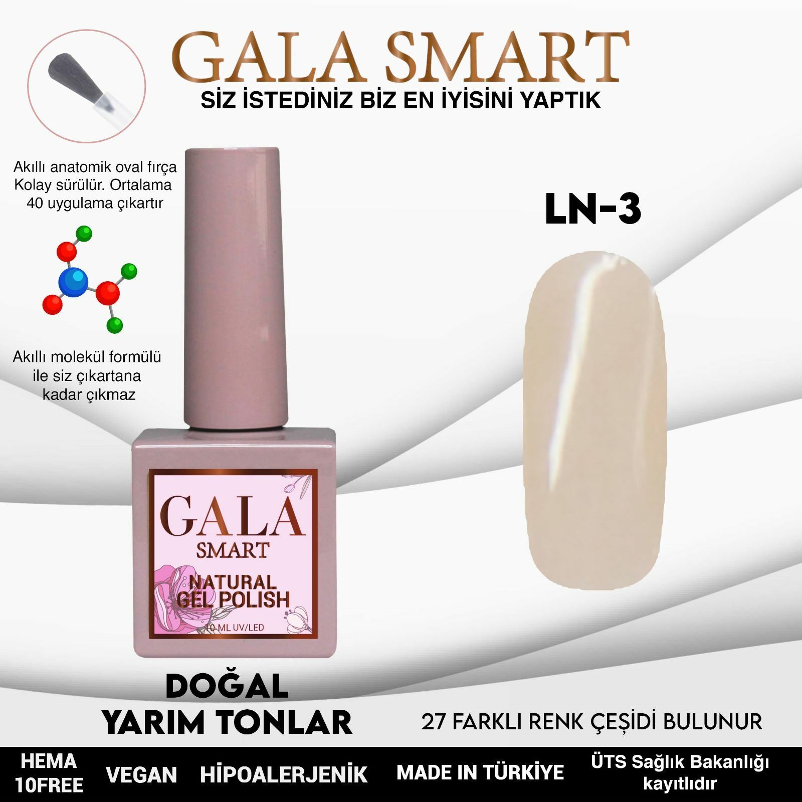 Gala smart natural kalıcı oje 10 mle ln3