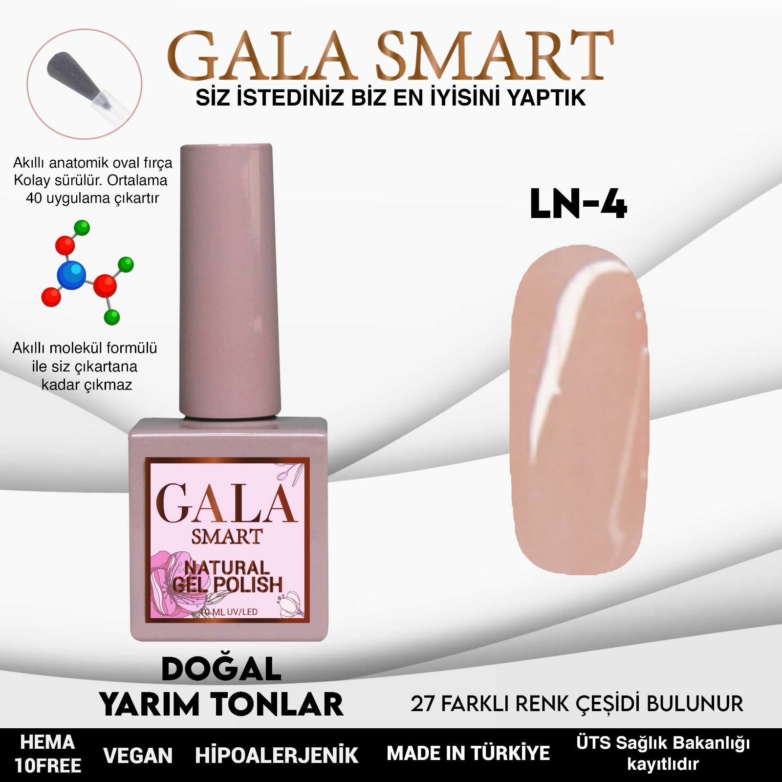 Gala smart natural kalıcı oje 10 mle ln4