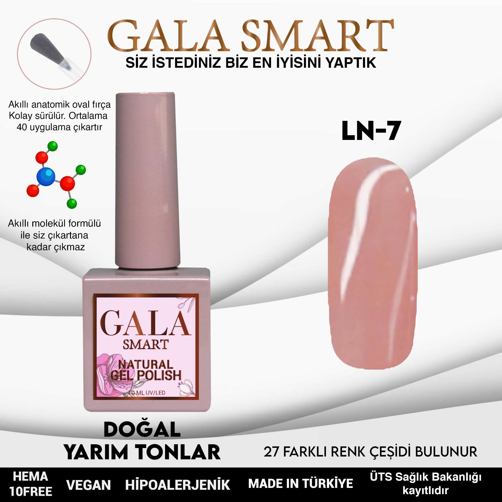 Gala smart natural kalıcı oje 10 mle ln7
